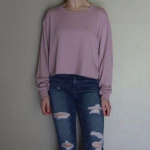 BRANDY MELVILLE - Long Sleeve Dusty Rose Crop Top